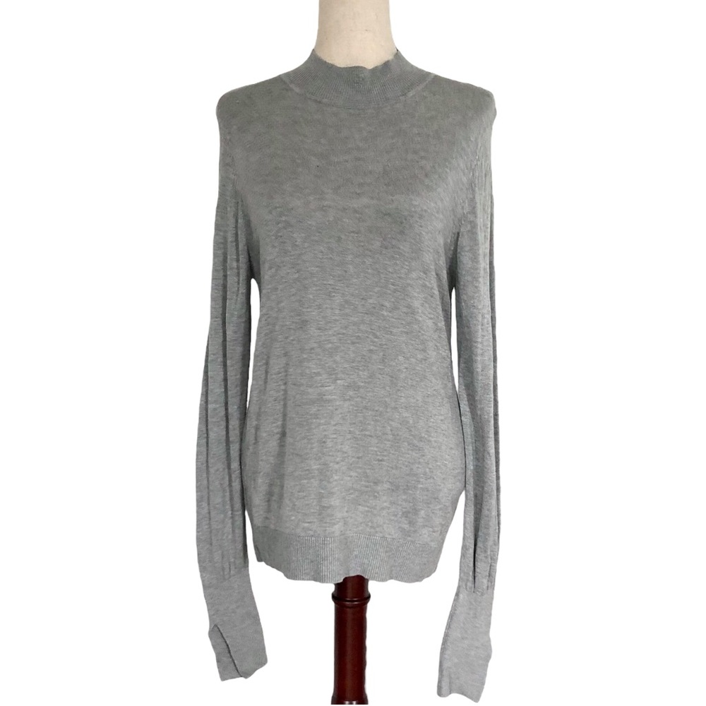 ASOS Women’s Mockneck Long Line Lightweight Pullover Sweater, Grey Size Small